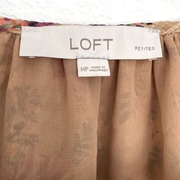 LOFT Petite Floral Boho Tie Neck Blouse MP - Picture 5 of 12